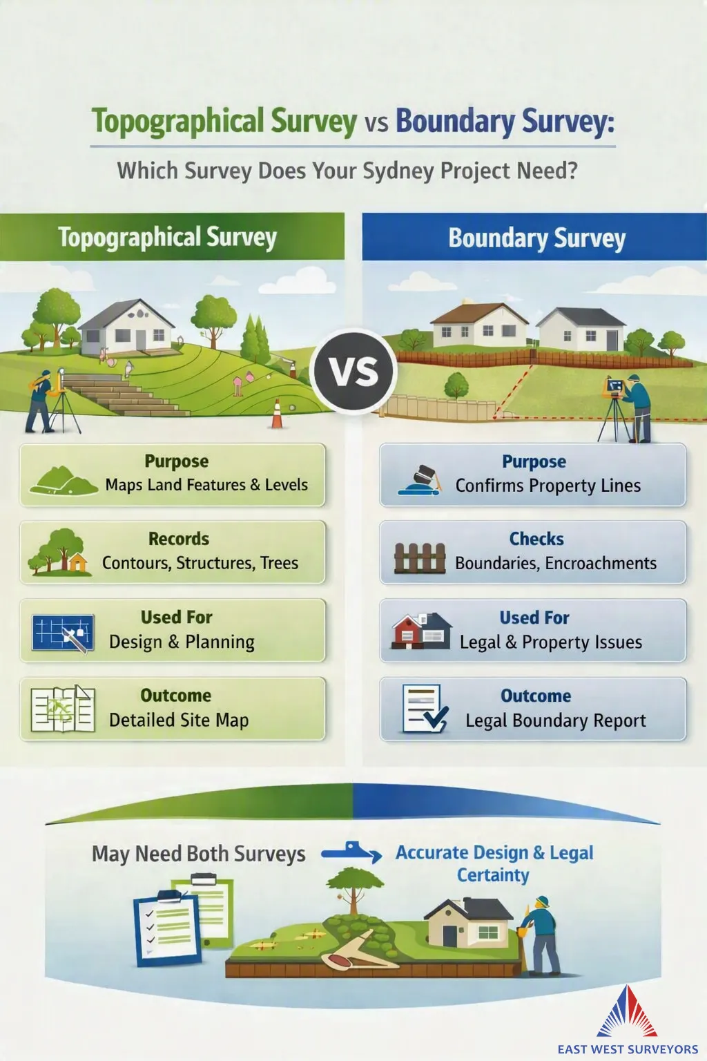 Topographical Survey vs Boundary Survey Comparison